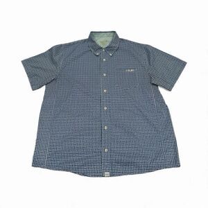 Huk Fishing Shirt Mens Vented Short Sleeve Large Button Up Blue Performance